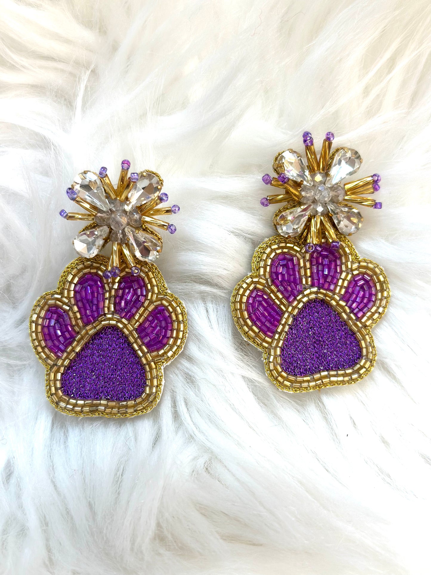 Purple & Gold paw Earrings