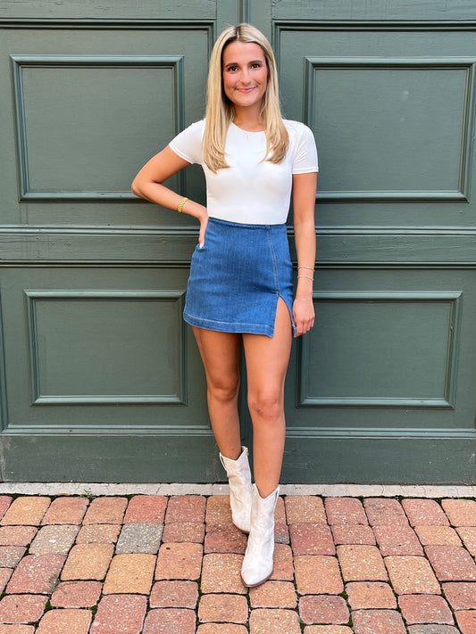 Denim Down Skort